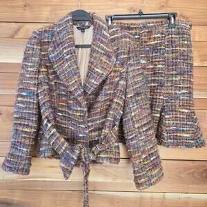 Supply & Demand Italian Mohair Wool Blend Skirt Suit Tweed M 8 Flared classic